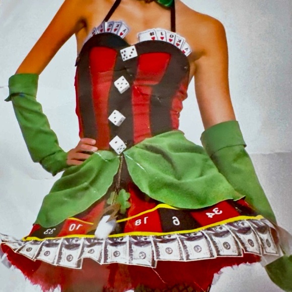 Lady Luck Roulette Casino Halloween costume 4 piece size M - Picture 3 of 9